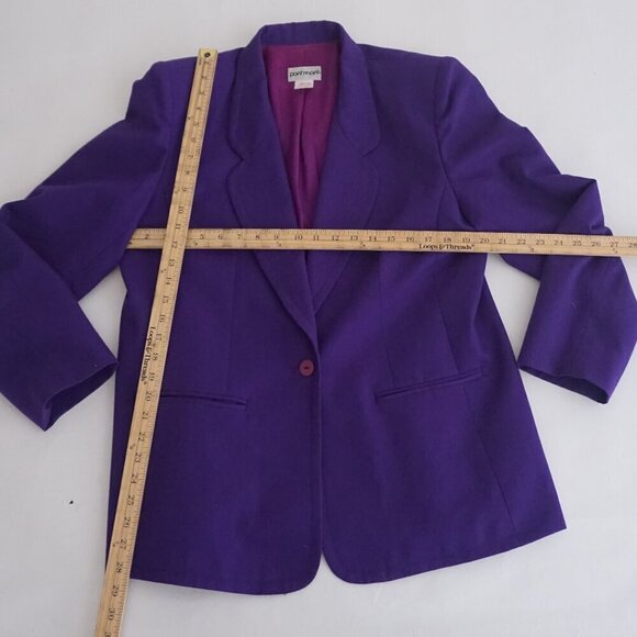 Vintage Pantman Purple 20% Wool Single Button Blazer Size 14 - Picture 4 of 12